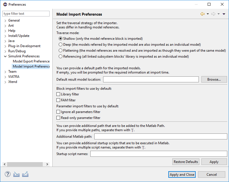 Model Import Preferences